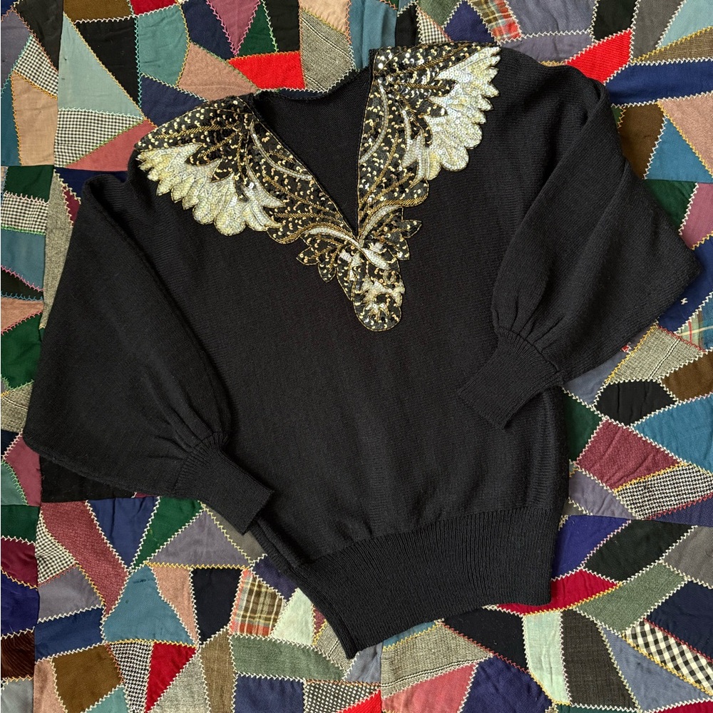 Black Sweater with Embellishments